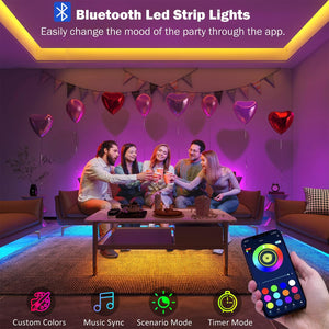 Led Lights for Bedroom 100 ft (2 Rolls of 50ft) Music Sync Color Changing RGB Led Strip Lights with Remote App Control Bluetooth Led Strip, Lights for Room Home Kitchen Party Decor