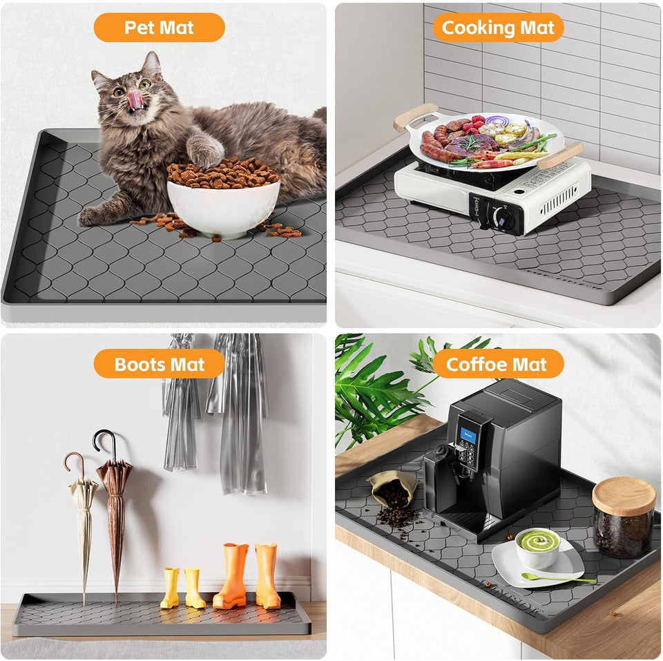 Silicone Under Sink Mat 34" x 22", kitchen Essentials and Gadgets, Shelf liner and Cabinet Protector, Home Organizers and Storage, Waterproof Bathroom Tray