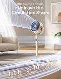 Dreo 120°+120° Omni-Directional Oscillating Fan, 90ft Pedestal Fan with RGB Light, 9 Speeds, 6 Modes, 20dB, 8H Timer, Wi-Fi, Voice, Alexa Control, 37-42" Floor Fan with Remote
