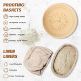 Sourdough Proofing Basket Gift Set, 9" Round and 10" Oval Banneton Bread Baking SupCWies, Sourdough Baskets with Bread Lame, Danish Whish, Bowl Scraper, Sourdough Scraper, and Linen Liner