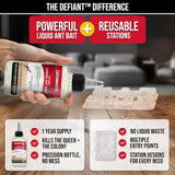 Catchmaster DEFIANT Premium Liquid Ant Killer, 1-Year Supply, Kills the Queen and Colony, No Mess Precision Bottle, Reusable Ant Traps Indoor & Outdoor, Pest Control Traps, Made in USA