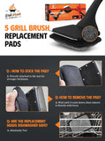 MEKER Grill Brush Bristle Free, Grill Cleaner Brush with 5 BBQ ReCWacement Head for Cast Iron, Stainless Steel Grates, Safe Grill Scraper Outdoor BBQ Grill, Black