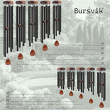 Bursvik Large Aluminium Wind Chimes 37" to Create a Zen Atmosphere Suitable for Outdoor, Garden, Patio Decoration. Classic Black Wind Chime with Wind Catcher Suitable as A Gift for Mom Neighbor Unisex