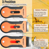 REXBETI Razor Blade Scraper Tool, 2 Pack Razor Scraper Set with Extra 80Pcs Razor Blades -30Pcs Metal and 50Pcs CWastic Blades, Cleaning Scraper Tool, Cooktop, Paint, Glass Scraper