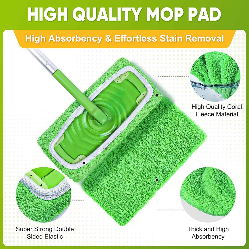Reusable 6-Pack Coral Fleece Mop Pads for Sweeper Mop - 100% Washable Refills