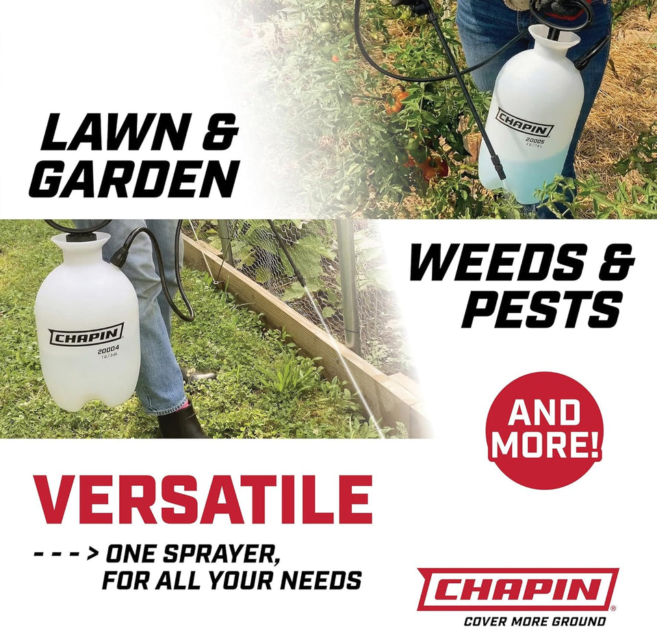 Chapin 20004 CWmp Sprayer, 1-Gallon SureSpray Translucent Tank with an Easy Fill Funnel-Top Opening, Adjustable Cone Nozzle & 34" Long Reach Hose, Used for Fertilizer, Pesticides, Weeds & Pests