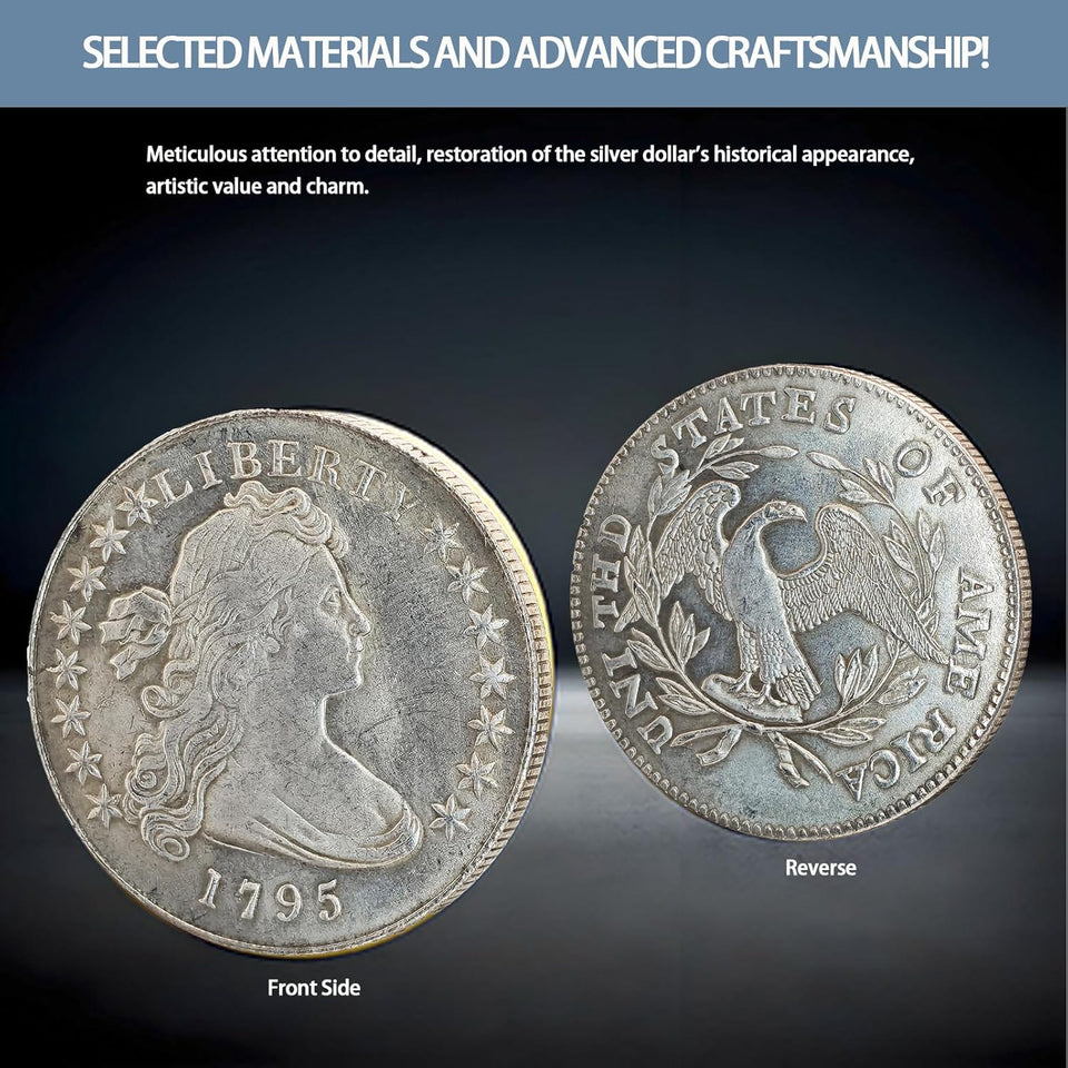 1795 Liberty of The Americas Peace Coin Replica Set with Exquisite Relief Design - Rare Antique American Silver Dollar Collector's Item, Historical Coin Enthusiast Gift, Artistic Souvenir(1PCS