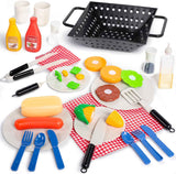 joyin 34 pcs kitchen toy set for 2-4 year old kids with grill and light & sound