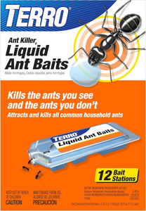 TERRO Ant Killer Bait Stations T300B - Liquid Bait to Eliminate Ants - Bait System - 12 Count Stations for Effective Indoor Ant Control