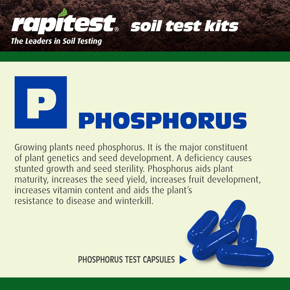 Rapitest Soil Test Kit for Gardens, Vegetables, Flowers and Lawns. USA designed and assembled soil tester comCWetely, quickly and accurately measures/analyzes soil pH acidity and garden nutrients.
