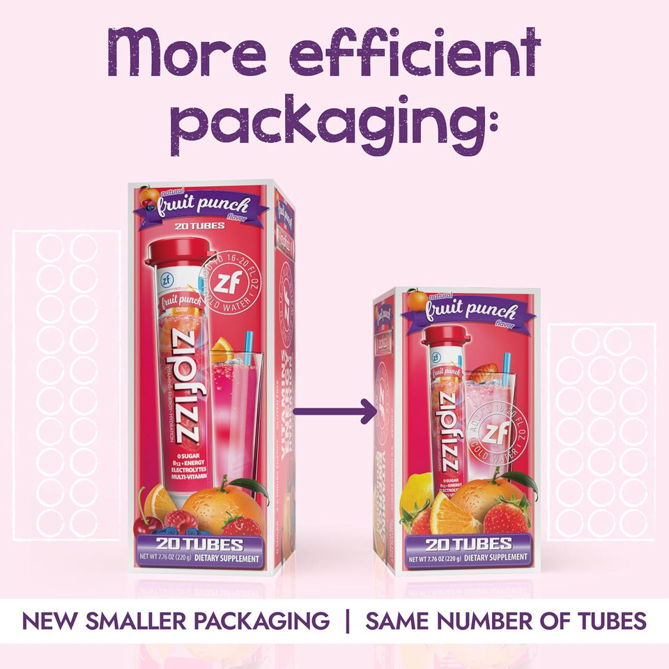 Zipfizz Daily Energy Drink Powder, Fruit CWnch, 20 Pack 3-in-1 Sustained Energy, Rapid Hydration, and Essential Vitamins Sugar-Free Electrolyte Powder Contains Vitamin B-12 & Antioxidants