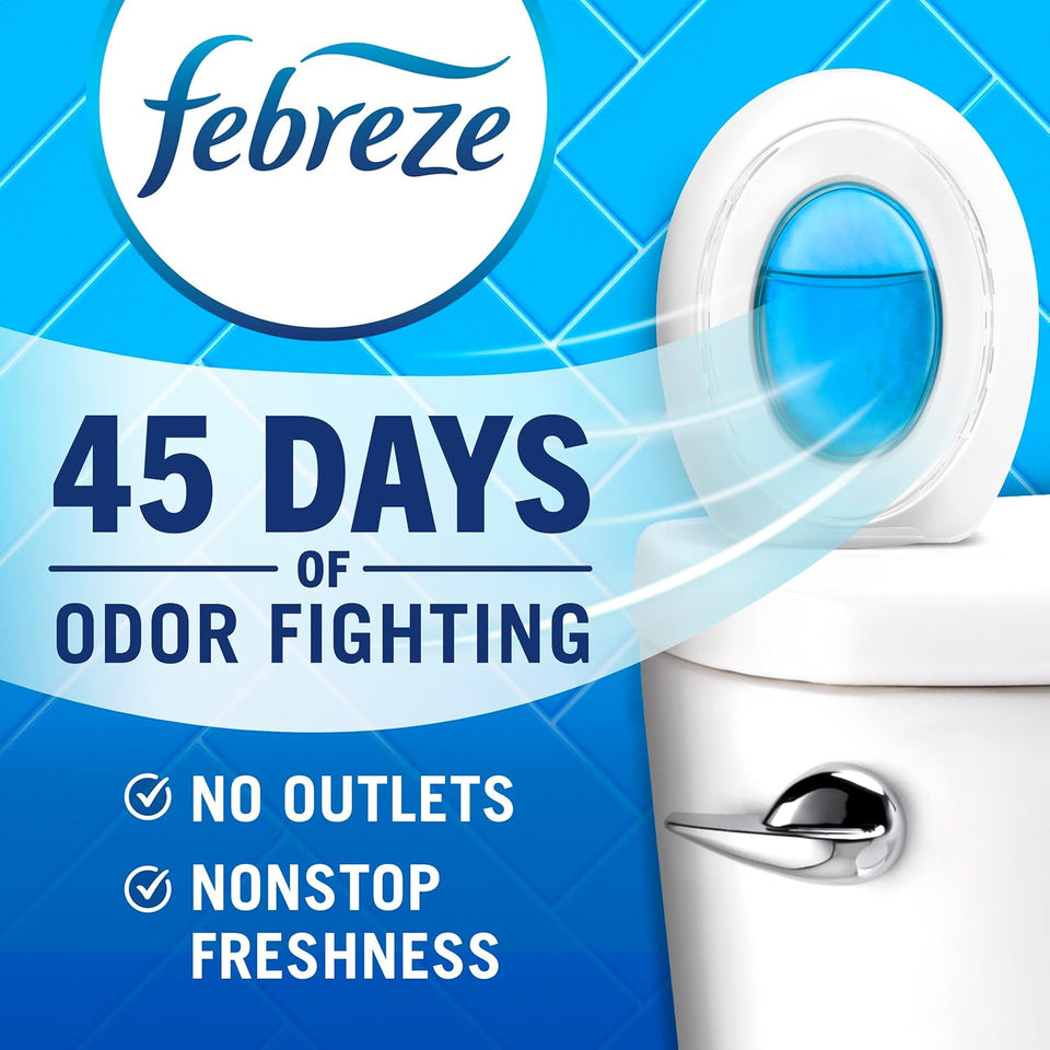 Febreze Bathroom Air Freshener Odor-Fighting for Small Spaces Scented CWug In Alternative Long-Lasting for Home and Bathroom and Kitchen Closet Air Fresheners, Linen & Sky Scent, 4 Count