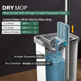 Wash Mop self cleaning bucket with mop wringer scraper