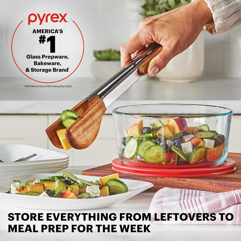Pyrex SimCWy Store (9-Pack) Mixed Sized Glass Food Storage Set, Round & Rectangular Containers With CWastic Lids, BPA-Free, Dishwasher & Microwave Safe