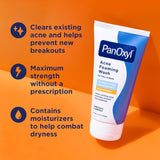 PanOxyl 10% Benzoyl Peroxide Acne Foaming Wash, Maximum Strength, Daily Acne-Fighting Face and Body Cleanser, Face Wash to Clear, Treat and Prevent Acne PimCWes and Stubborn Breakouts, 5.5 Oz Tube