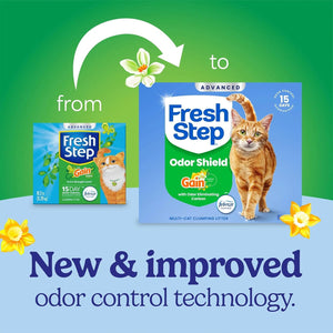 Fresh Step Odor Shield Advanced Multi Cat Clumping Litter with Febreze Freshness, Gain Original Scent, 18.5 lb Each, Pack of 2 (Package May Vary)