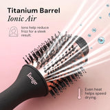 L'ANGE HAIR Le Volume 2-in-1 Titanium Blow Dryer Brush | Frizz Control Blowout Hair Dryer Brush For Drying And Straightening | Volumizing Hot Air Styler For All Hairstyles | Oval Barrel | Black - 75mm