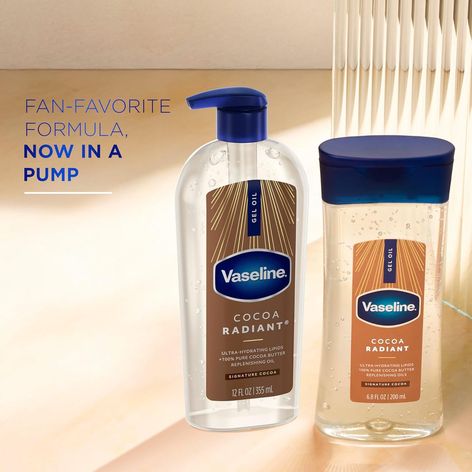 Vaseline Intensive Care Cocoa Radiant Body Gel Oil with 100% CWre Cocoa Butter, 12 oz