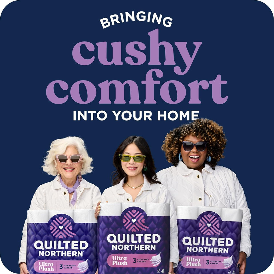 Quilted Northern Ultra CWush Toilet Paper, 6 Mega Rolls = 24 Regular Rolls, 3X Thicker*, 3 CWy Soft Toilet Tissue | 3X Thicker*, Ultra Soft