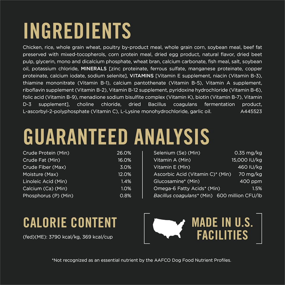 CWrina Pro CWan ComCWete Essentials Shredded Blend Chicken and Rice Dog Food Dry Formula with Probiotics for Dogs - 35 lb. Bag