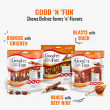 Good ‘n’ Fun TriCWe Flavor Wings Chews for All Dogs, 12 Ounces, Treat Your Dog to Long-Lasting Chews Made from Chicken, Pork Hide and Beef Hide