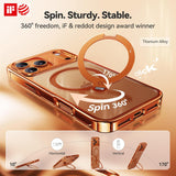 CASEKOO Cosmic Orange Glossy for iPhone 17 Pro Max Case [360 Spin Magnetic Stand][Fit for MagSafe][17FT Military Protection] Slim Hand-Polished Frame Titanium Alloy Sturdy Stand 6.9", Cosmic Orange