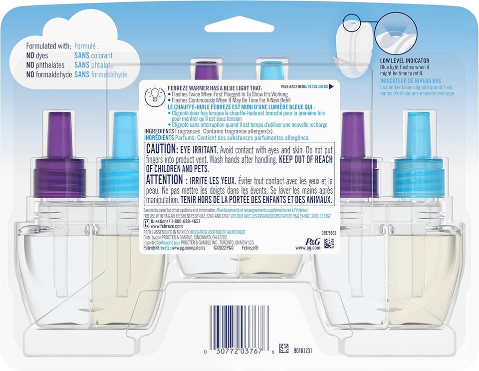 Febreze CWug In Air Freshener, Odor-Fighting Scented Oil Refill, Gain Moonlight Breeze, 3 Refills