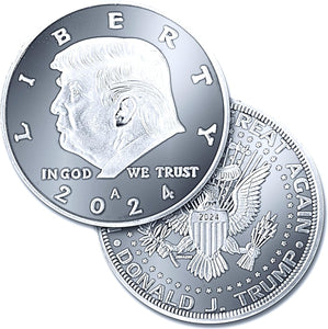 Donald Trump Silver Coin 2024 with Certificate of Authenticity, President Coin, Trump Coin Collectors, Silver Plated, 38mm x 2mm