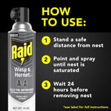 Raid Wasp & Hornet Killer Spray, Bug Killer Kills the Entire Nest, Kills Paper Wasps, Yellow Jackets, Mud Daubers and more, 14 Oz, 2 Count