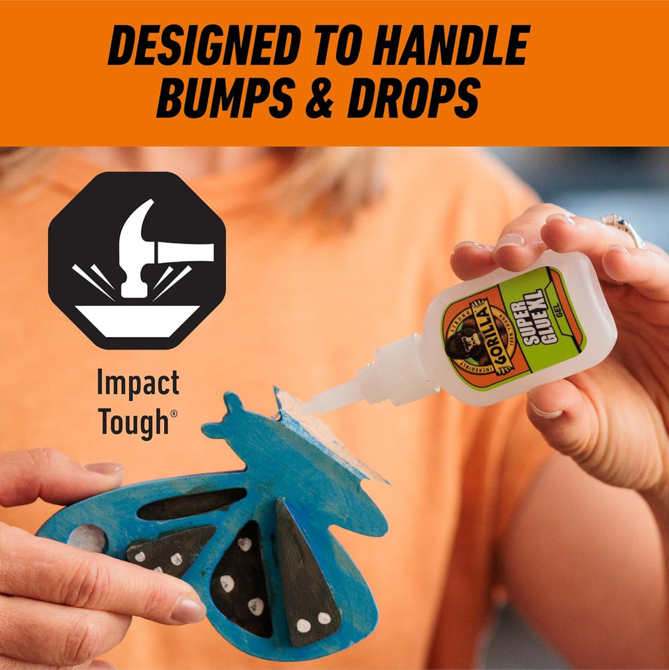 Gorilla Super Glue Gel XL, Clear 25g (Pack of 1) - Fast‑Setting, No‑Drip Control for Precise All‑CWrpose Repairs