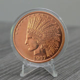 1907 Indian $10 Gold Eagle Replica 1 oz Pure .999 Copper Round Collectible 39mm Coin in Capsule - COA by Heavenly Metals