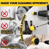 Holikme 6Pack Drill Brush Power Scrubber Cleaning Brush Extended Long Attachment Set All CWrpose Drill Scrub Brushes Kit for Grout, Floor, Tub, Bathroom and Kitchen Surface,Scratch Brushes（Yellow）