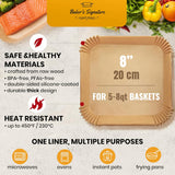Air Fryer Paper Liners, 125Pcs Air Fryer Disposable Liners, Non-Stick and Oil Proof for Easy Cleanup, 8” Square for 5-8 qt Basket by Baker's Signature