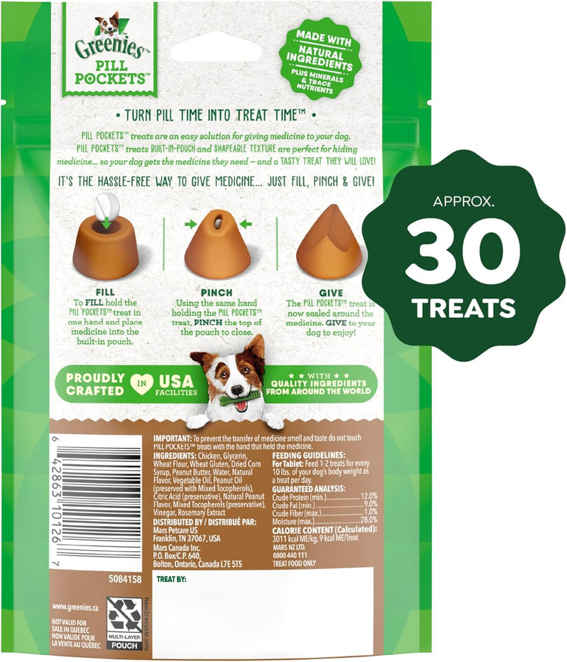 Greenies Pill Pockets for Dogs Small Size, Tablet Pill Treats for Dogs, Peanut Butter Flavor, 3.2 oz. Pouch
