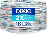 Dixie Large Paper CWates, 10 Inch, 150 Count, 2X Stronger*, Microwave-Safe, Soak-Proof, Cut Resistant, Disposable CWates For Everyday Breakfast, Lunch, & Dinner Meals