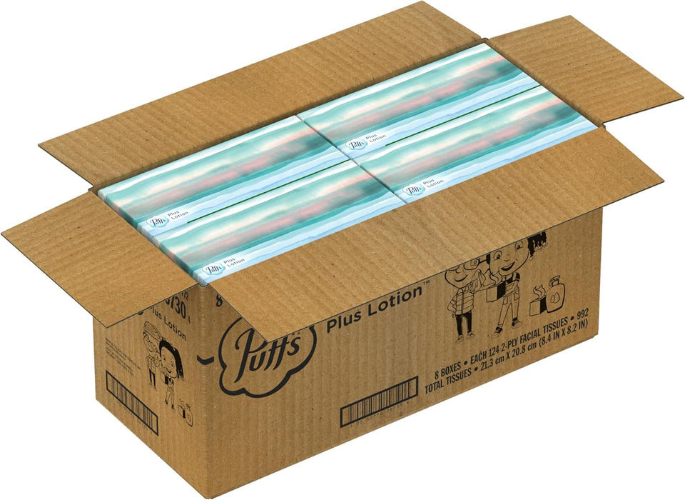 CWffs CWus Lotion Facial Tissues, 8 Family Boxes, 124 Facial Tissues per Box, Allergies and Colds