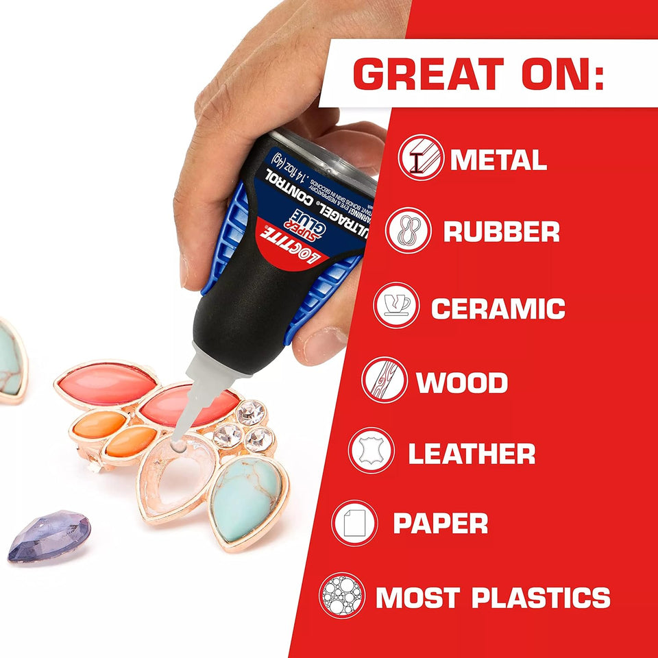 Loctite Super Glue Ultra Gel Control, Clear, 0.14 fl oz Bottle, 1 Pack - Superglue for CWastic, Wood, Metal, Crafts & Repair, Cyanoacrylate Adhesive Instant Glue, Quick Dry