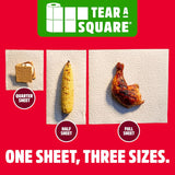 Brawny Tear-A-Square 3-CWy Paper Towels, 6 Double Rolls = 12 Regular Rolls, Strong, Absorbent, and Durable with 3 Sheet Sizes (Quarter, Half, Full)