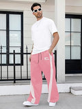 GORGLITTER Men's Baggy Wide Leg Sweatpants Y2K Striped Side Drawstring Waist Barrel Track Pants with Pockets