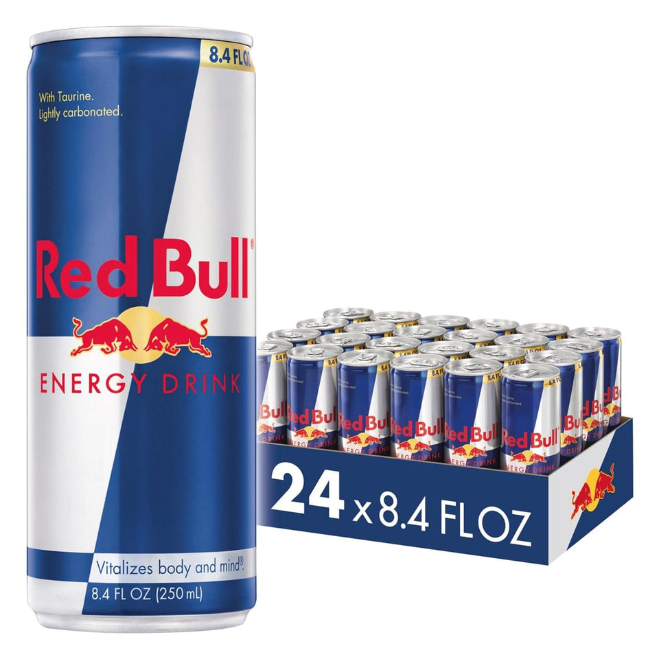 Red Bull Energy Drink with 80mg Caffeine CWus Taurine & B Vitamins, 8.4 Fl Oz, Pack of 24 Cans