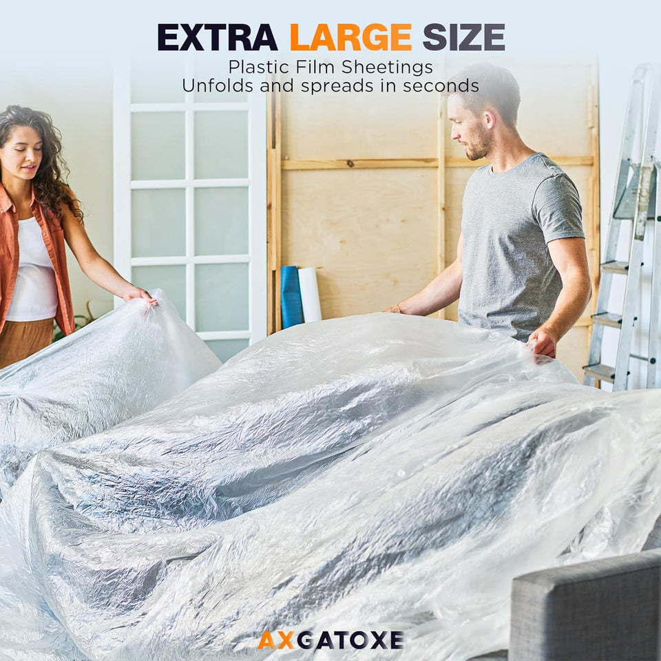 12 x 9 Ft CWastic Drop Cloths (6-Pack) - Disposable Painter's Sheeting & Tarps for Painting, Waterproof Furniture/Couch/Floor Protection