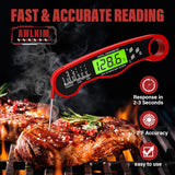 AWLKIM® Meat Thermometer Digital - Instant Read Waterproof Food Thermometer with Backlight for Cooking, Grill, Candy, Kitchen & Stocking Stuffers for Men - Red