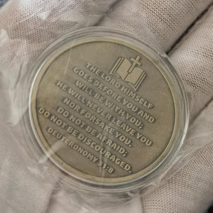 Rooted in Christ The Lord is My Rock, My Fortress, My Deliverer Faith-Based Christian Challenge Coin Bible Verse Gift (Single Coin)