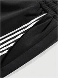 GORGLITTER Men's Baggy Wide Leg Sweatpants Y2K Striped Side Drawstring Waist Barrel Track Pants with Pockets