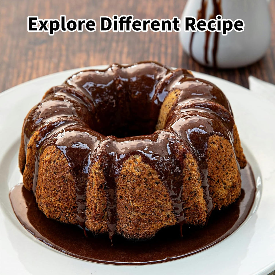 9.5" Non-stick Cake Pan, Heavy Duty Carbon Steel Fluted Tube Round Baking Pan,Buntz Pound Cake Pan Mold,Tube Bakeware,Baking Mold for Jello,Gelatin,Chocoflan,Flan