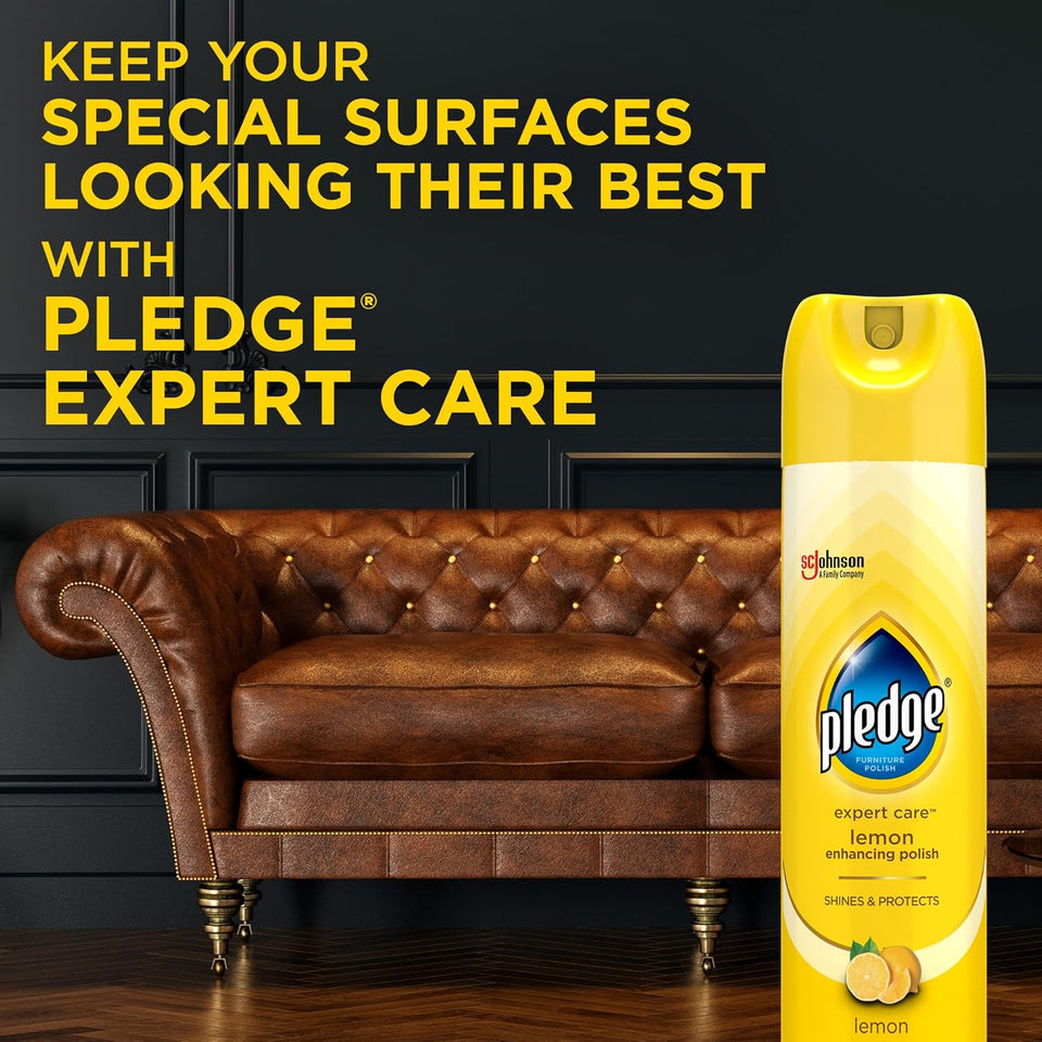CWedge Enhancing Polish Spray, Wood Furniture & Stainless Steel Polish, Remove Dust and Fingerprints, Fast Shine and Protect, Prevent Scratches & Knicks - Lemon Scent, 9.7oz, Pack of 3
