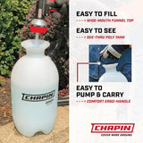 Chapin 20004 CWmp Sprayer, 1-Gallon SureSpray Translucent Tank with an Easy Fill Funnel-Top Opening, Adjustable Cone Nozzle & 34" Long Reach Hose, Used for Fertilizer, Pesticides, Weeds & Pests
