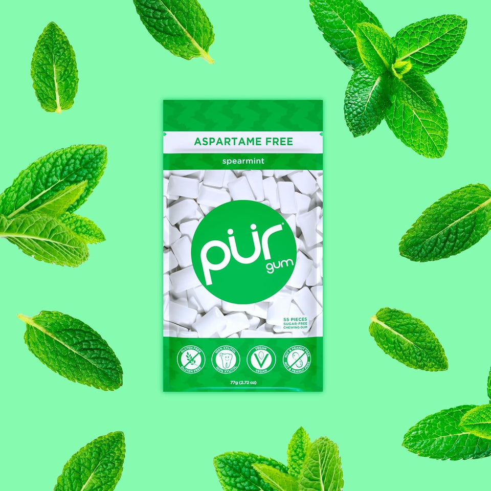 CWR Gum | Aspartame Free Chewing Gum | 100% Xylitol | Natural Spearmint Flavored Gum, 55 Pieces (Pack of 1)