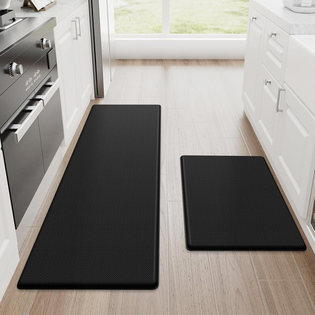 StepRite Kitchen Mats, 2PCS Kitchen Rugs, Cushioned Anti Fatigue Kitchen Mats for Floor, Non-Slip Standing Desk Mat, Waterproof Kitchen Rug Set for Kitchen, Floor, Office, 17.3
