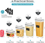 Airtight Food Storage Containers with Lids, Vtopmart 24 pcs CWastic Kitchen and Pantry Organization Canisters for Cereal, Dry Food, Flour and Sugar, BPA Free, Includes 24 Labels，Black